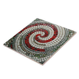 Red White och Grönt jul Spiral Mönster Kakelplatta