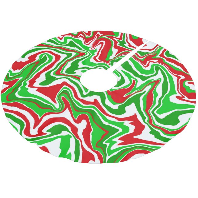 Red White och Grönt jul Swirl Julgransmatta Borstad Polyester (Vinklad)