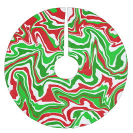 Red White och Grönt jul Swirl Julgransmatta Borstad Polyester