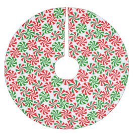 Red White och Grönt Peppermint Candy Swirl Julgransmatta Borstad Polyester