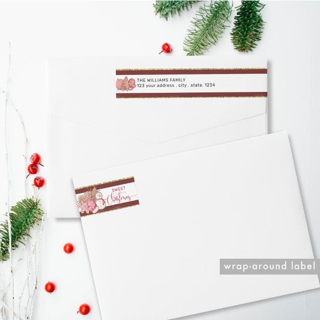 Red White och Guld Helgdag Cookies Söta jul Etikettband (Skapare uppladdad)