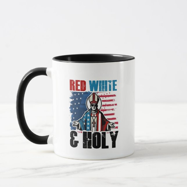 Red White och Heliga Pope Leo XIV, 4 juli Mugg (Vänster)