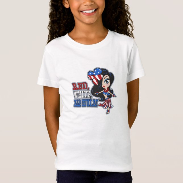 Red, White och Hula Girls Patriotic Tee Shirt (Framsida)
