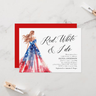 Red White och jag Do Bride 4:e juli-Möhippan Inbjudningar