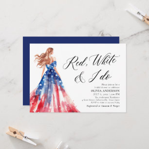 Red White och jag Do Bride 4:e juli-Möhippan Inbjudningar