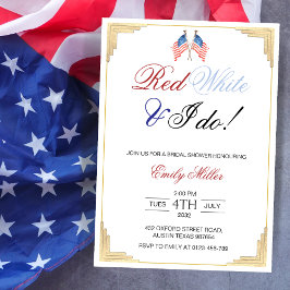 Red White och jag Do USA Patriotic Möhippa Inbjudningar
