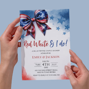 Red White och jag gör 4:e juli Bow Möhippa Inbjudningar