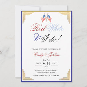 Red White och jag gör American Patriotic Bröllop Inbjudningar