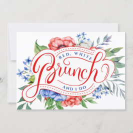 Red White och jag gör | Blommigt Brunch-inbjudan Inbjudningar