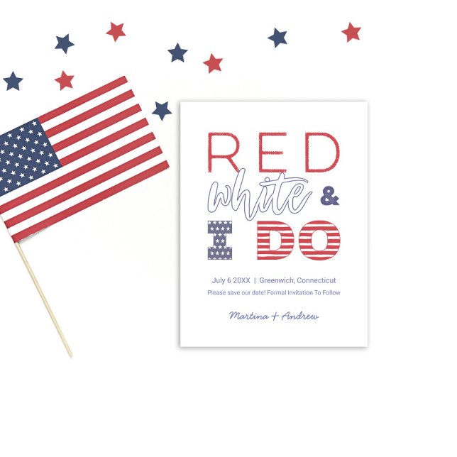 Red White och jag sparar Bröllop-utbyggnaden Meddelande Vykort (Skapare uppladdad)