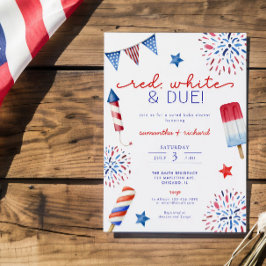 Red White och juli 4:e babyduschen Inbjudningar