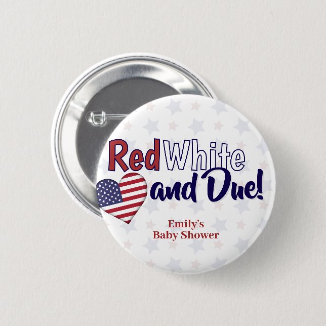 Red White och juli 4:e patriotiske Baby Shower Knapp (Framsida & baksida)