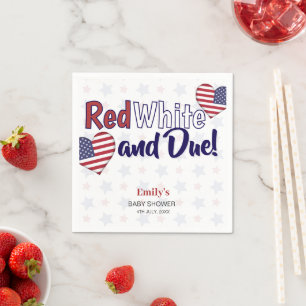 Red White och juli 4:e patriotiske Baby Shower Pappersservett