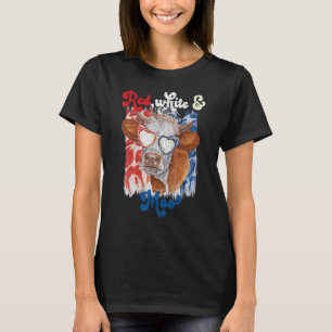 Red White och Moo Cow 4:e juli Patriotic USA FL T Shirt
