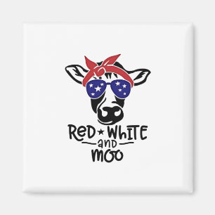 Red White och Moo Patriotic Cow Fjärde juli Magnet