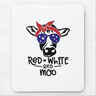 Red White och Moo Patriotic Cow Fjärde juli Musmatta