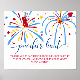 Red White och Nappar Hunt Baby Shower Game Poster