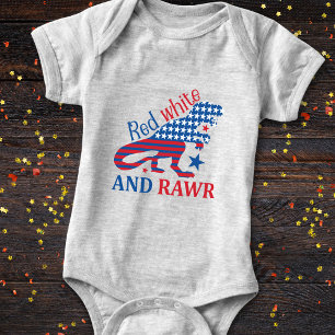 Red White och Rawr 4:e juli Dinosaur T Shirt