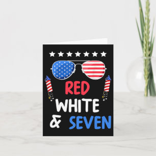Red White och Sju 7:e Birthday 4:e juli Indep Kort