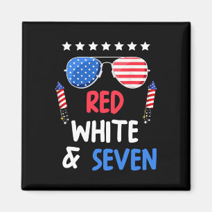 Red White och Sju 7:e Birthday 4:e juli Indep Magnet
