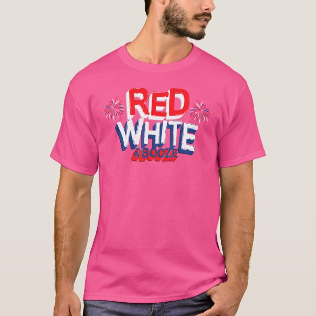 Red White och Sprit 4 juli T Shirt (Framsida)