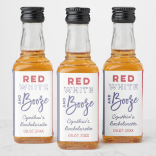 Red White och Sprit USA Bachelorette Party Favor Spritflaskor Etikett