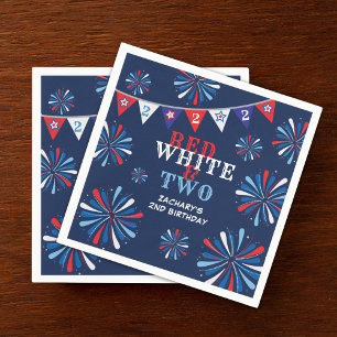 Red White och TWO 2nd Birthday Pappersservett