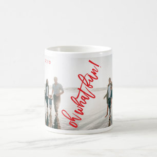 Red White Oh What Roligt jul Helgdag Photo Kaffemugg