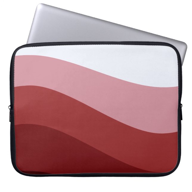 Red White Ombre Wave mönster Laptop Fodral (Framsidan)