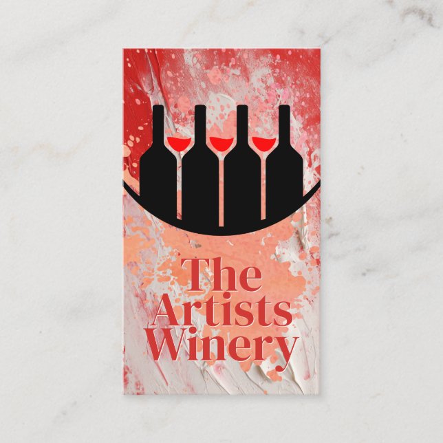 Red White Paint | Wine Bottles Logo Visitkort (Framsida)