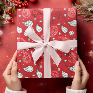 Red & White Paisley Bandana Mönster Personalize Presentpapper