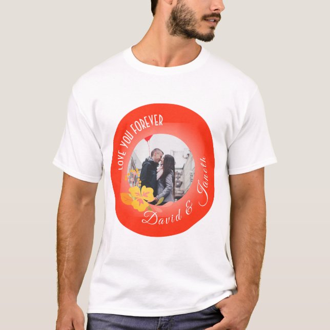 Red White par Photo Namn Modern Valentines day T Shirt (Framsida)