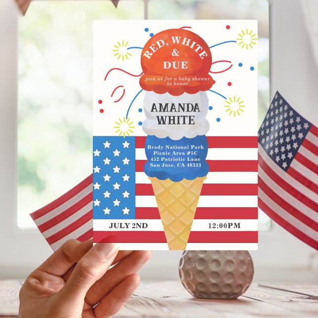 Red White, Patriotic, 4:e babystövel Inbjudningar (Skapare uppladdad)