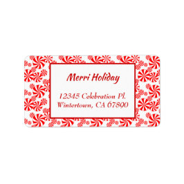 Red White Peppermint Candy Editable Adress Adressetikett