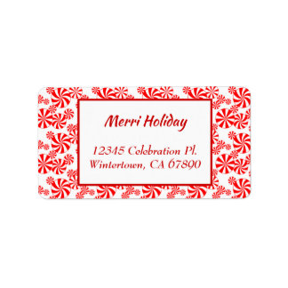 Red White Peppermint Candy Editable Adress Adressetikett