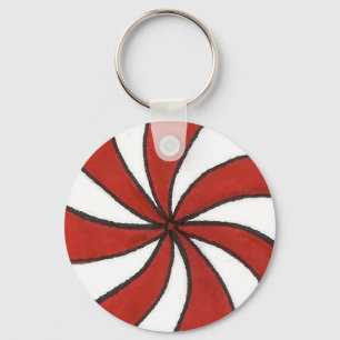 Red White Peppermint Candy Mint Helgdag jul Nyckelring