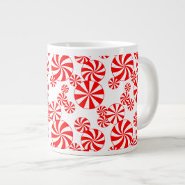 Red White Peppermint Candy Mönster Jumbo Mugg