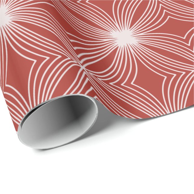 Red White peppermint candy starburst Festive Presentpapper (Rullad Hörn)