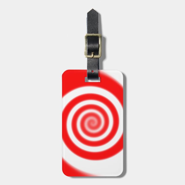 Red & White Peppermint Candy Swirl Bagagebricka (Vertikal Framsida)