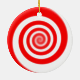 Red & White Peppermint Candy Swirl Julgransprydnad Keramik
