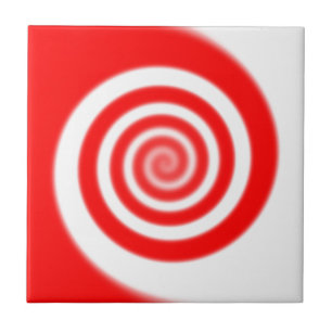 Red & White Peppermint Candy Swirl Kakelplatta