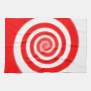 Red & White Peppermint Candy Swirl Kökshandduk