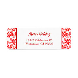 Red White Peppermint Editable Returadress Etikett
