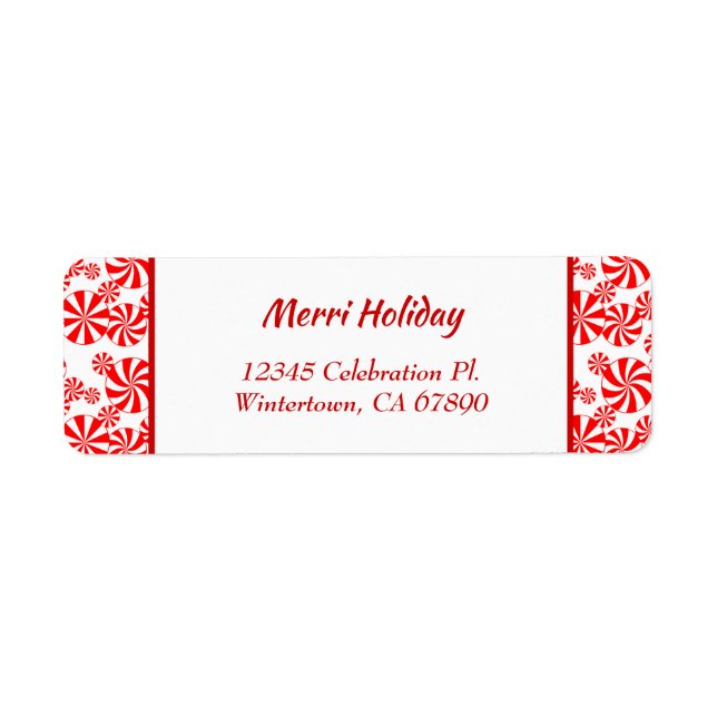Red White Peppermint Editable Returadress Returadress Etikett (Framsidan)