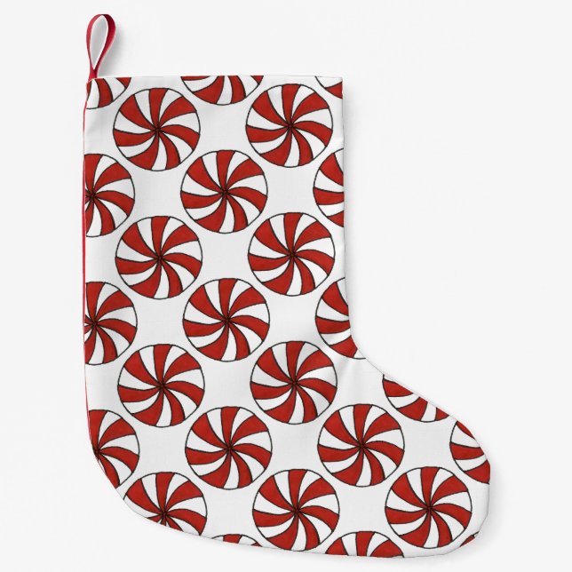 Red White Peppermint Hard Candy Starlight Mint Liten Julstrumpa (Framsidan)