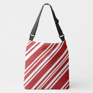 Red & White Peppermint Rand med fet heltryck Axelväska