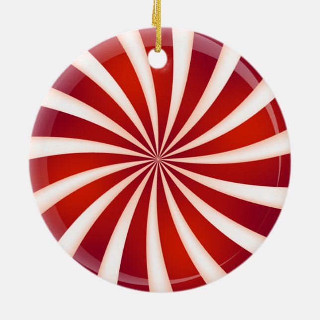 Red White Peppermint Swirl Design Ornament (Baksidan)