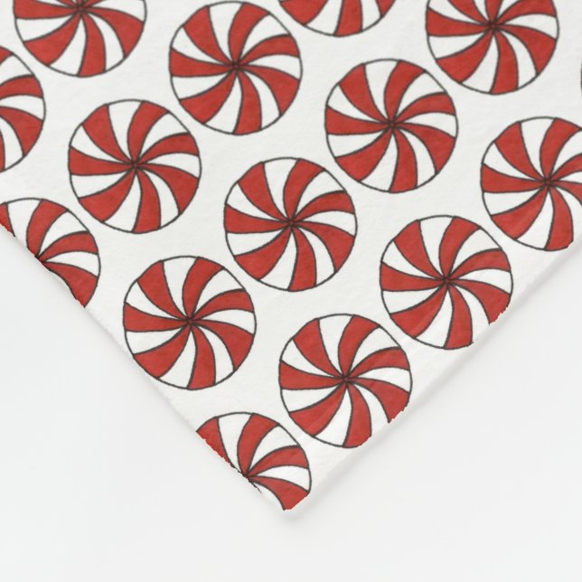 Red White Peppermint Swirl Mint Candy jul Fleecefilt (Hörn)