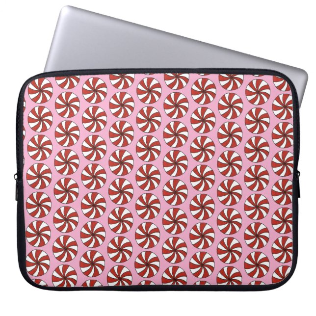 Red White Peppermint Swirl Mint Candy jul Laptop Sleeve (Framsidan)