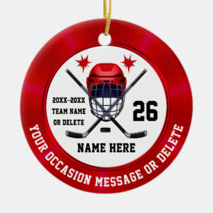 Red White Personlig, Hockey jul Ornament
